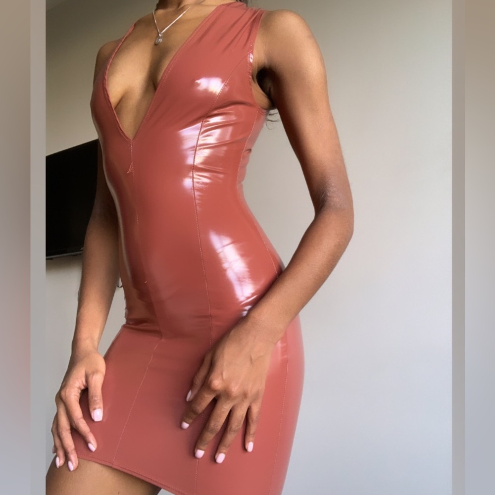 Caramel Latex Mini Dress